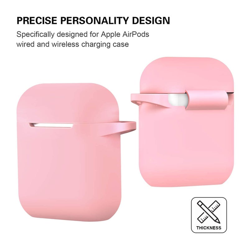 ATUAT Compatible with AirPods Case Cover, Full Protective Silicone Skin Dust-Proof Designed for Apple AirPods 1st 2nd Generation with Keychain, Front LED Visible, Pink - Image 5